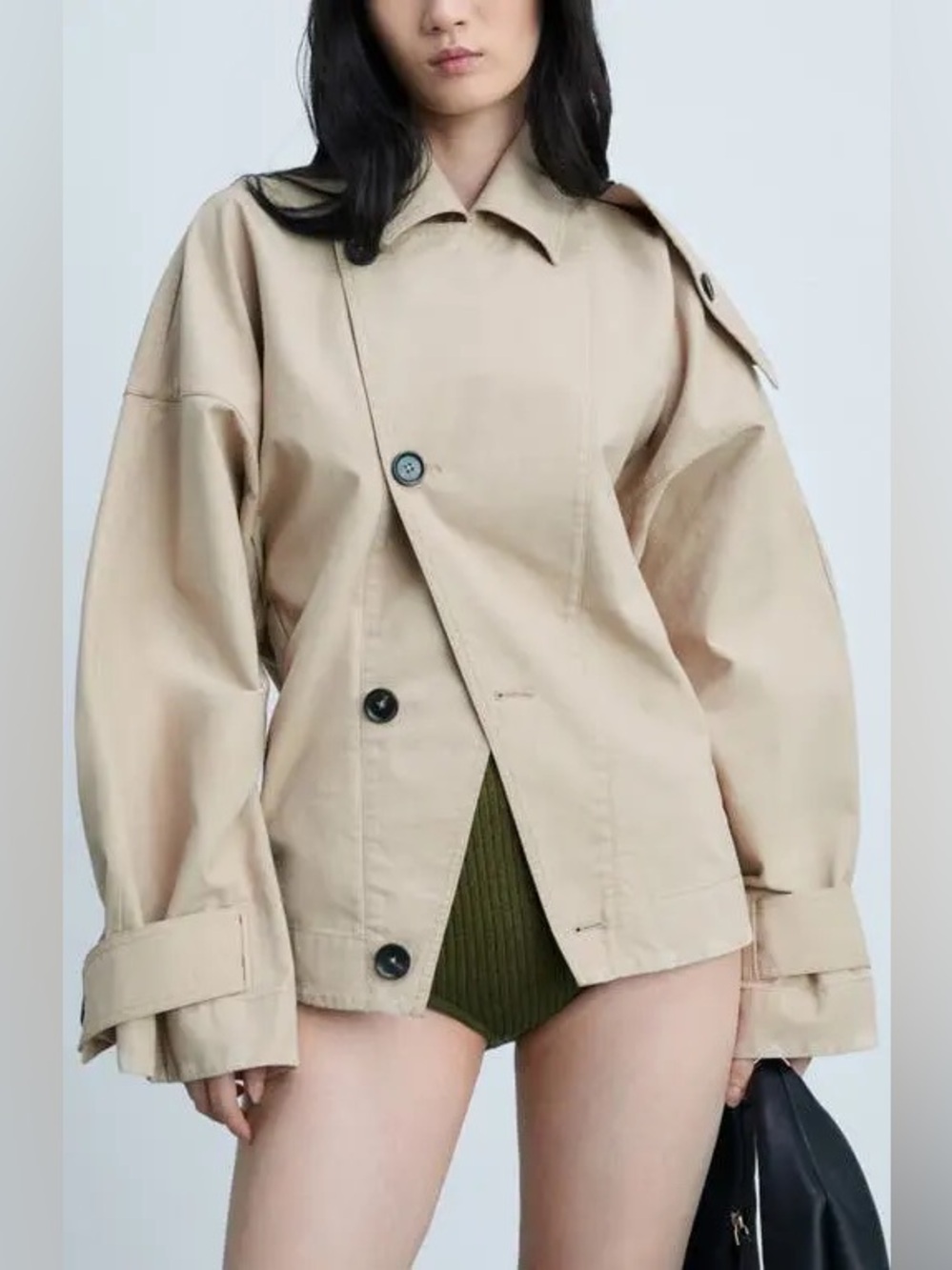 Mango NWOT Julia Asymmetrical Trench Coat Sz Medium